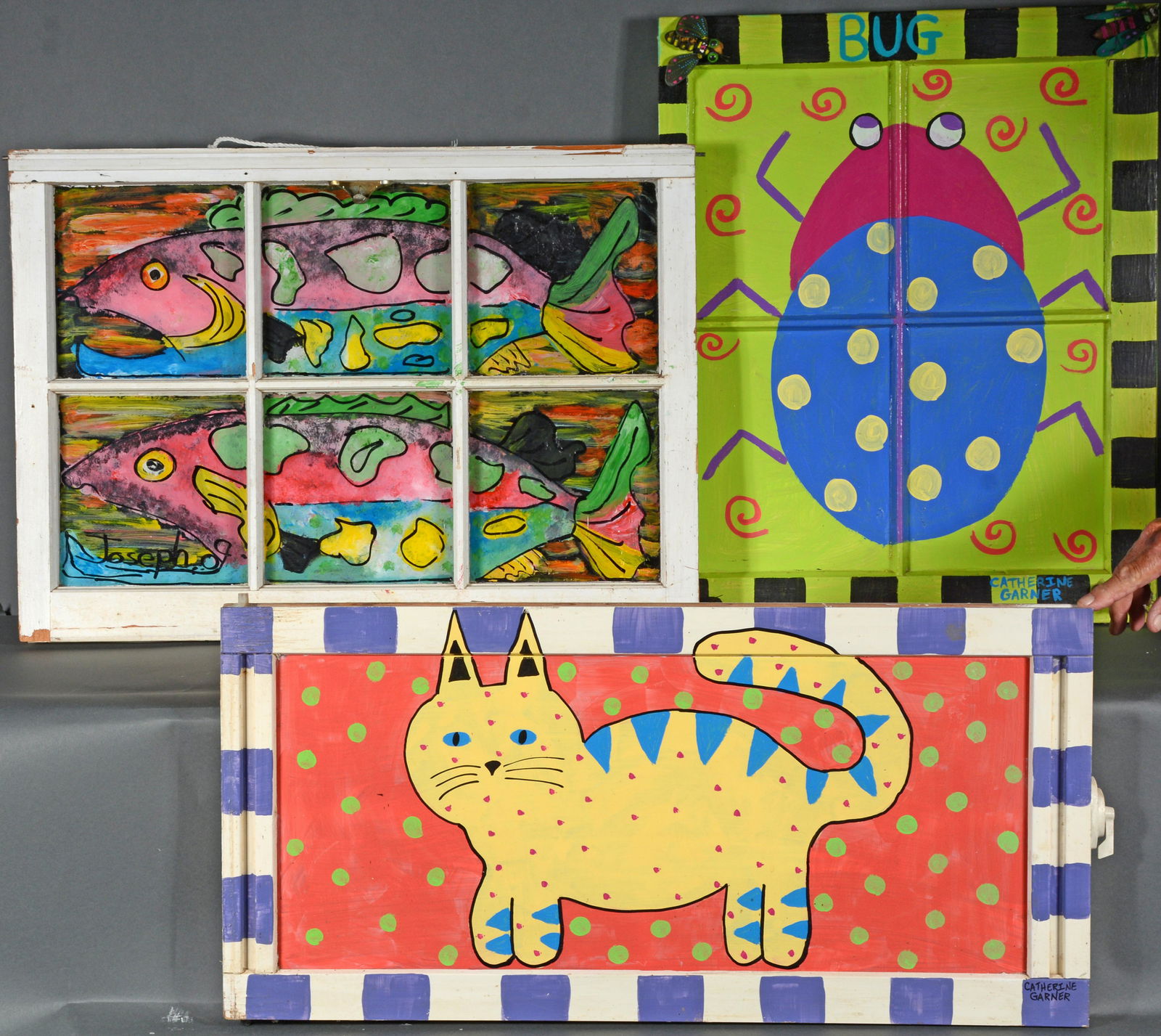 Catherine Garner. 3 Paintings on Windows. (1 of 1)