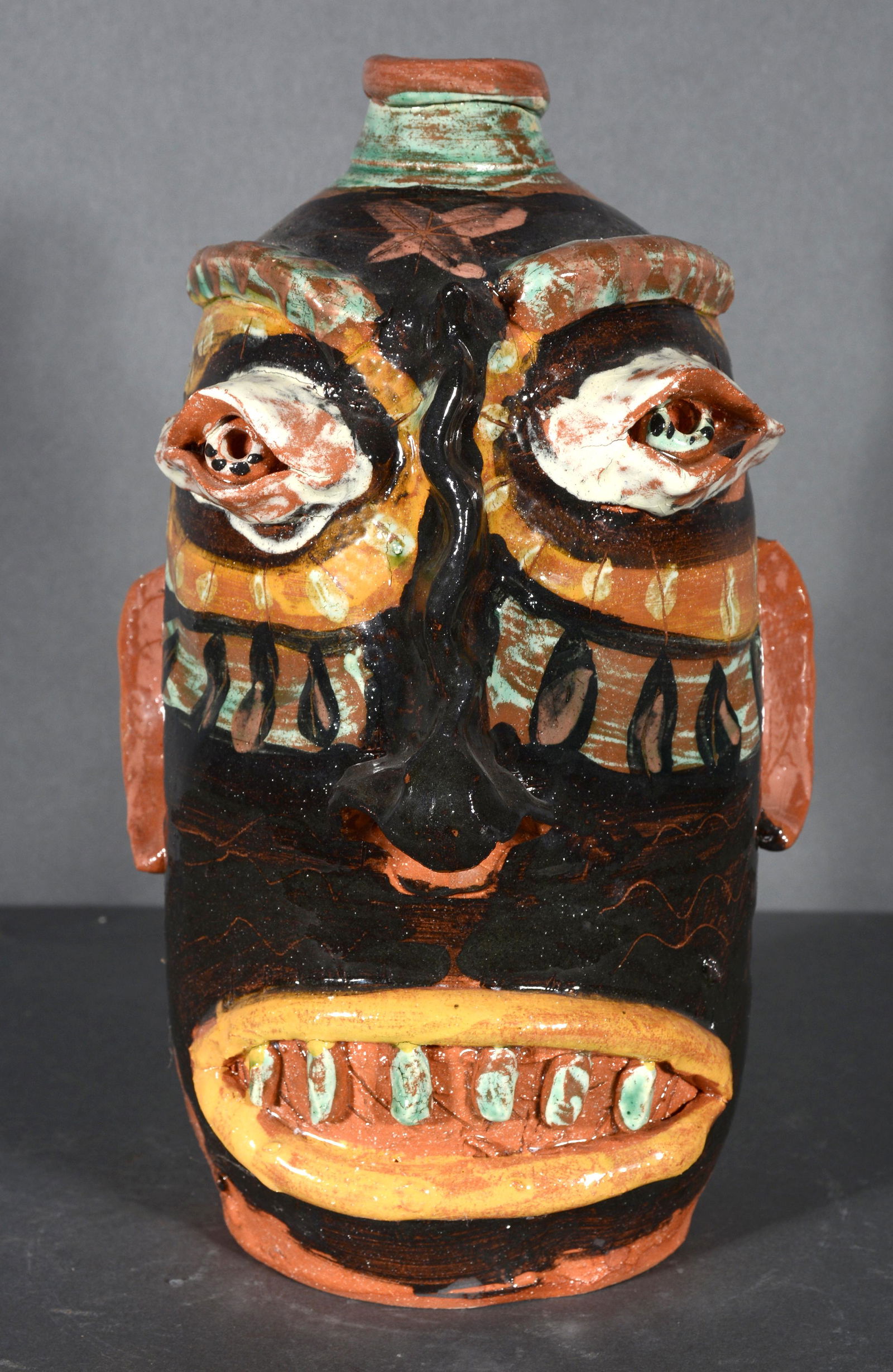 Carl Block. Crooked Nose Face Jug. (1 of 4)