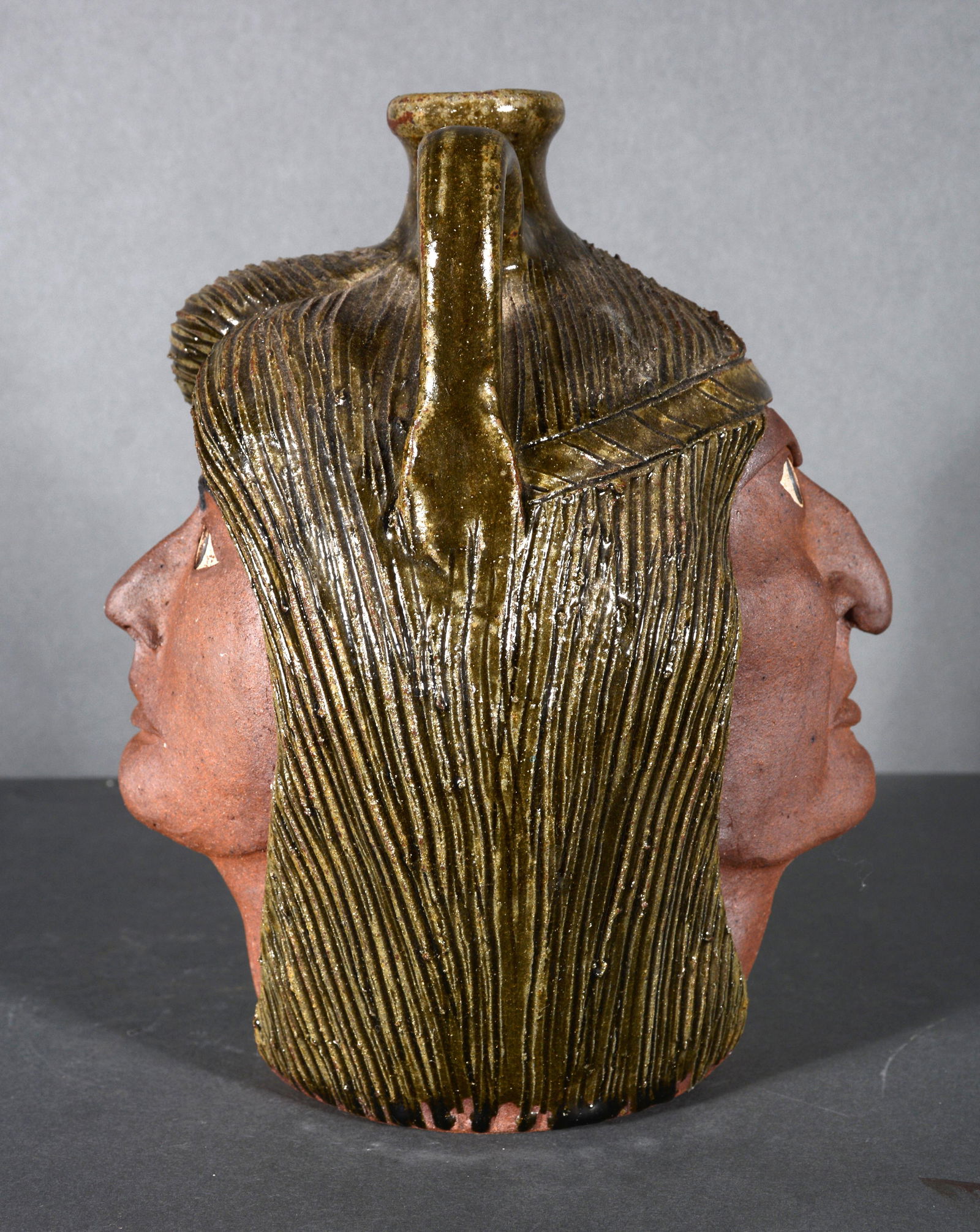 Michael & Melvin Crocker. Indian Dbl Face Jug. (1 of 3)