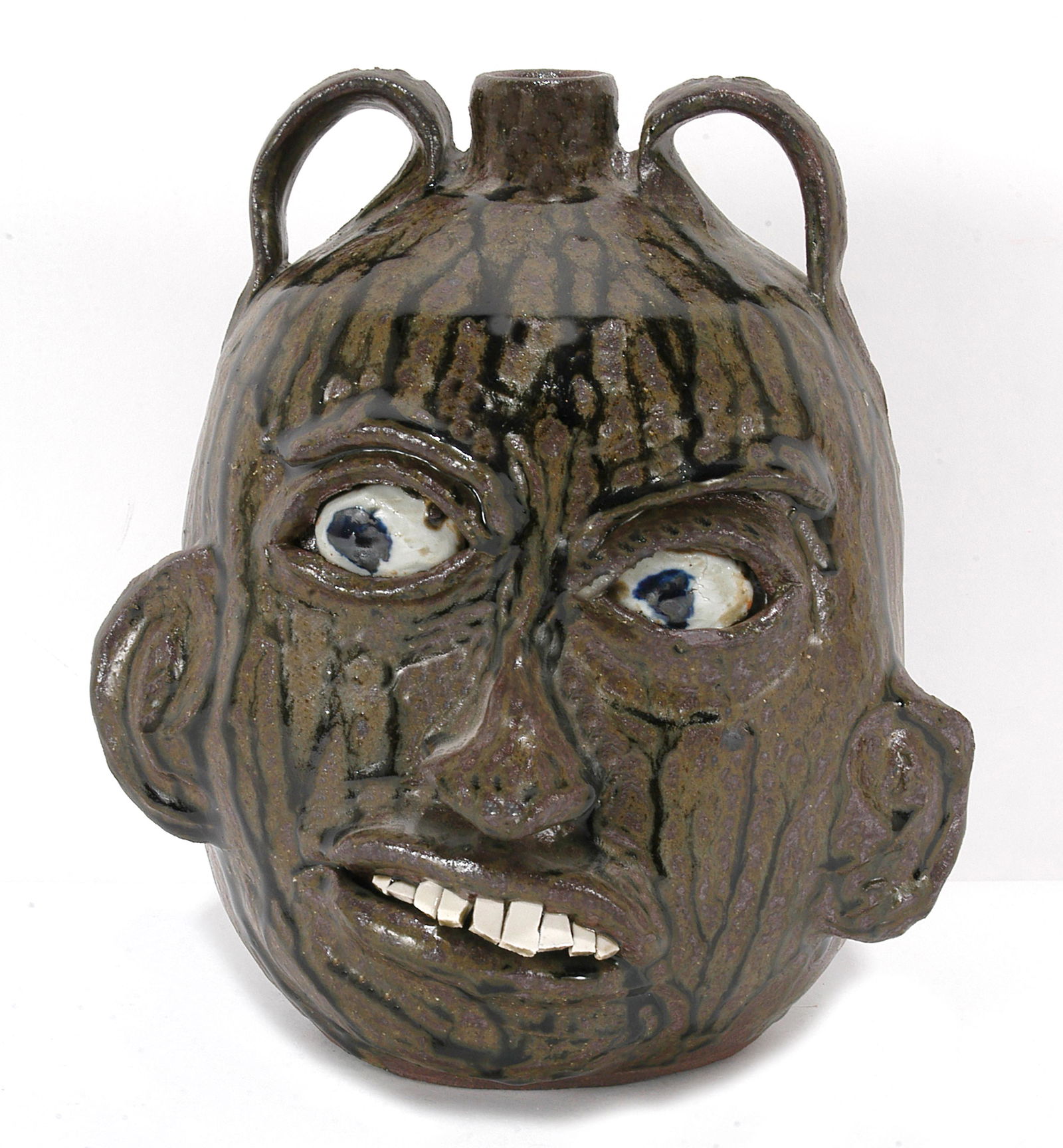 Chester Hewell. Double Handle Face Jug. (1 of 3)