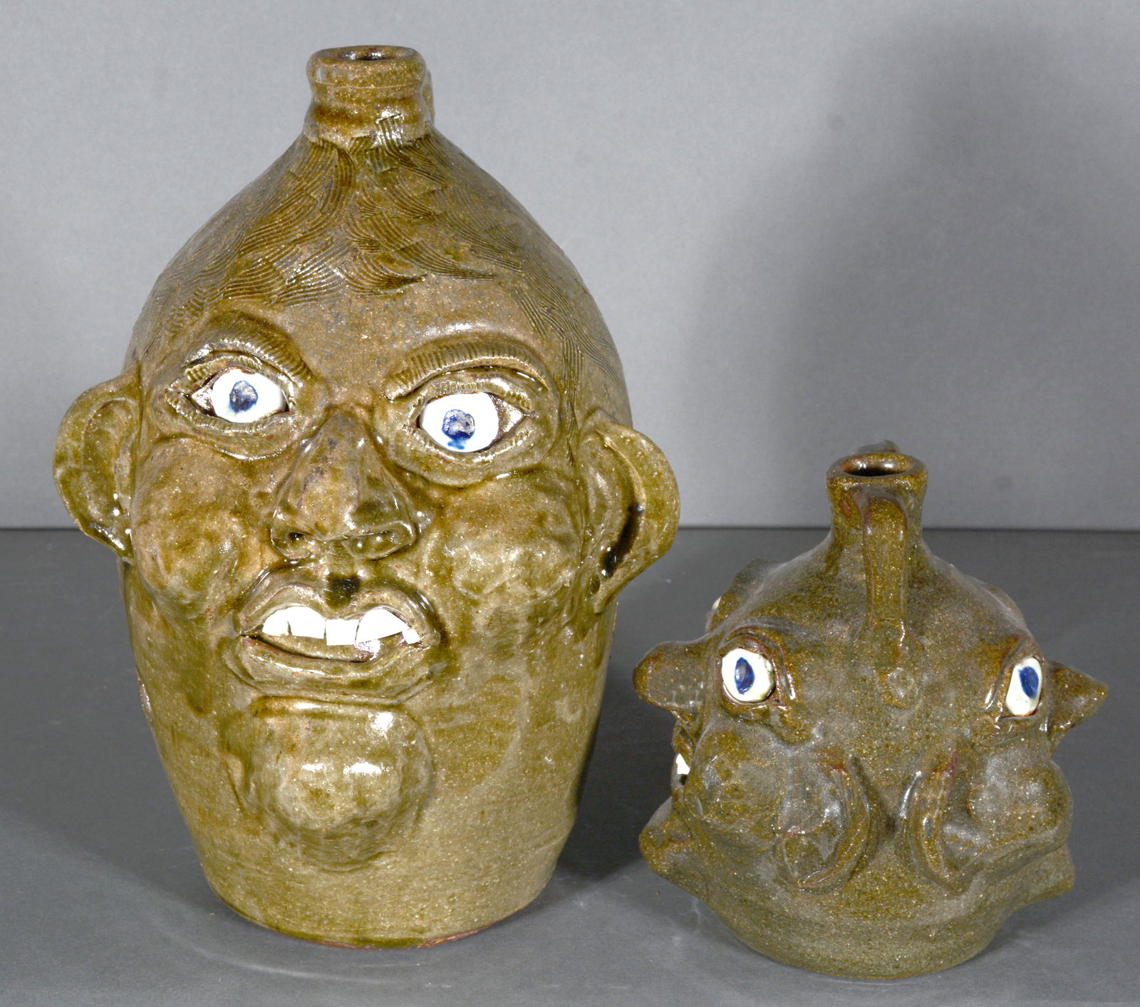 Grace Nell Hewell. Diana Face Jug & Double Face Jug. (1 of 3)