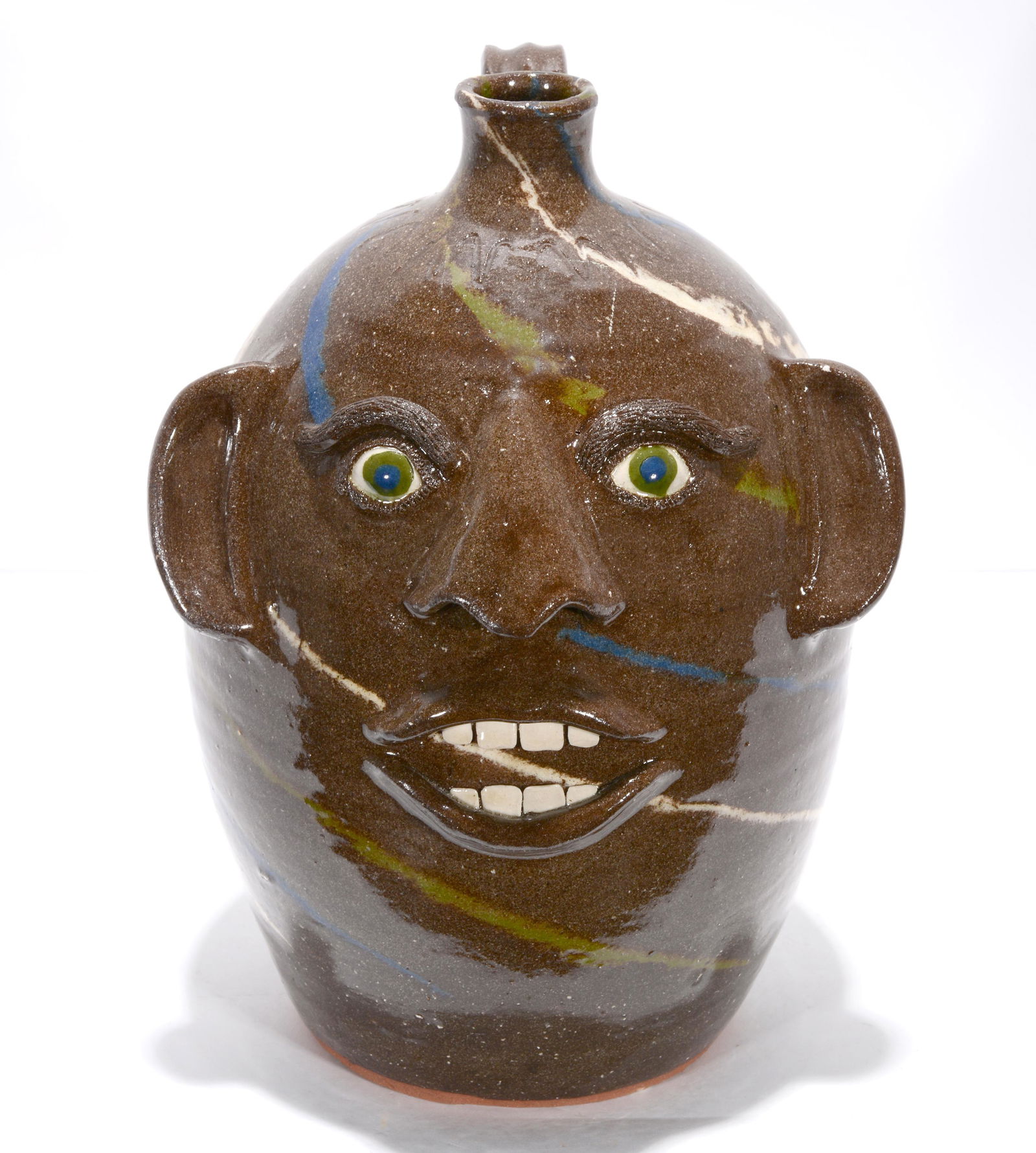 Joe Reinhardt. 4 Color Swirl Face Jug. (1 of 3)