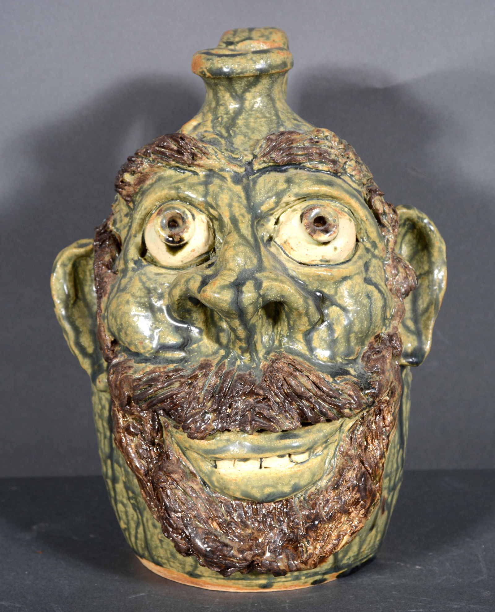William Flowers. Face Jug With Goatee. (1 of 3)