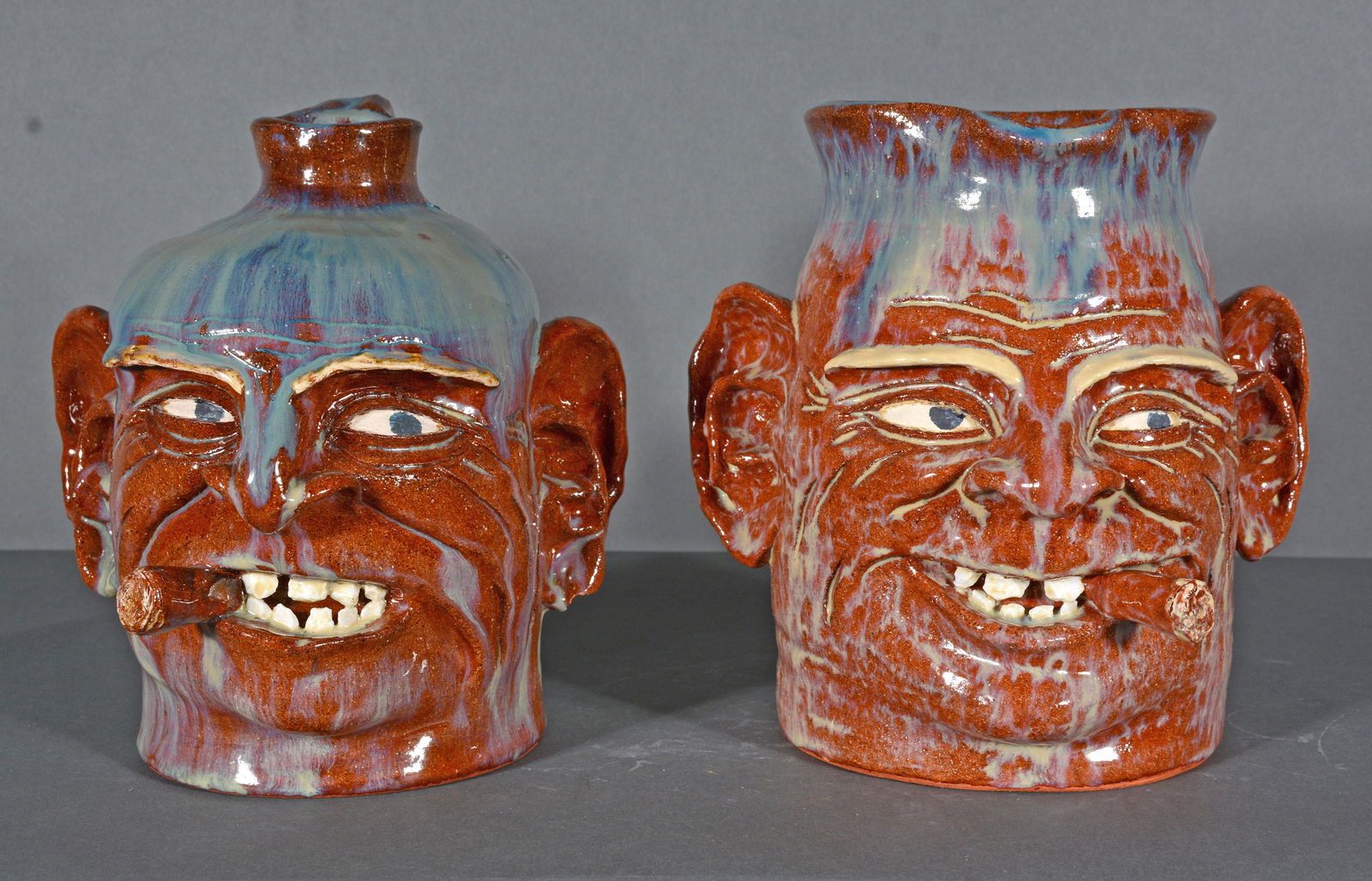 Yardbird. Cigar Smoking Face Jugs. (1 of 3)