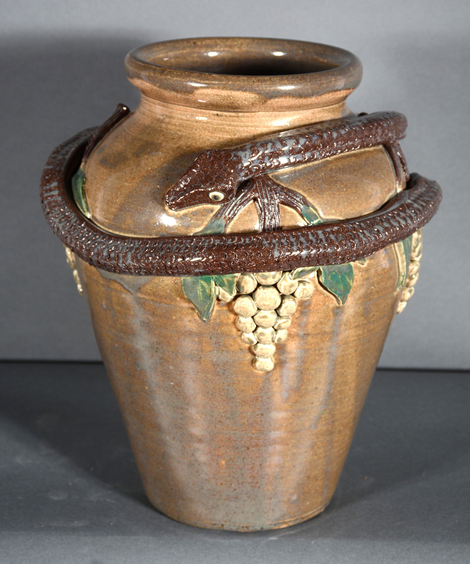 Steve Turpin. #5 Snake Jug With Grapes. (1 of 4)