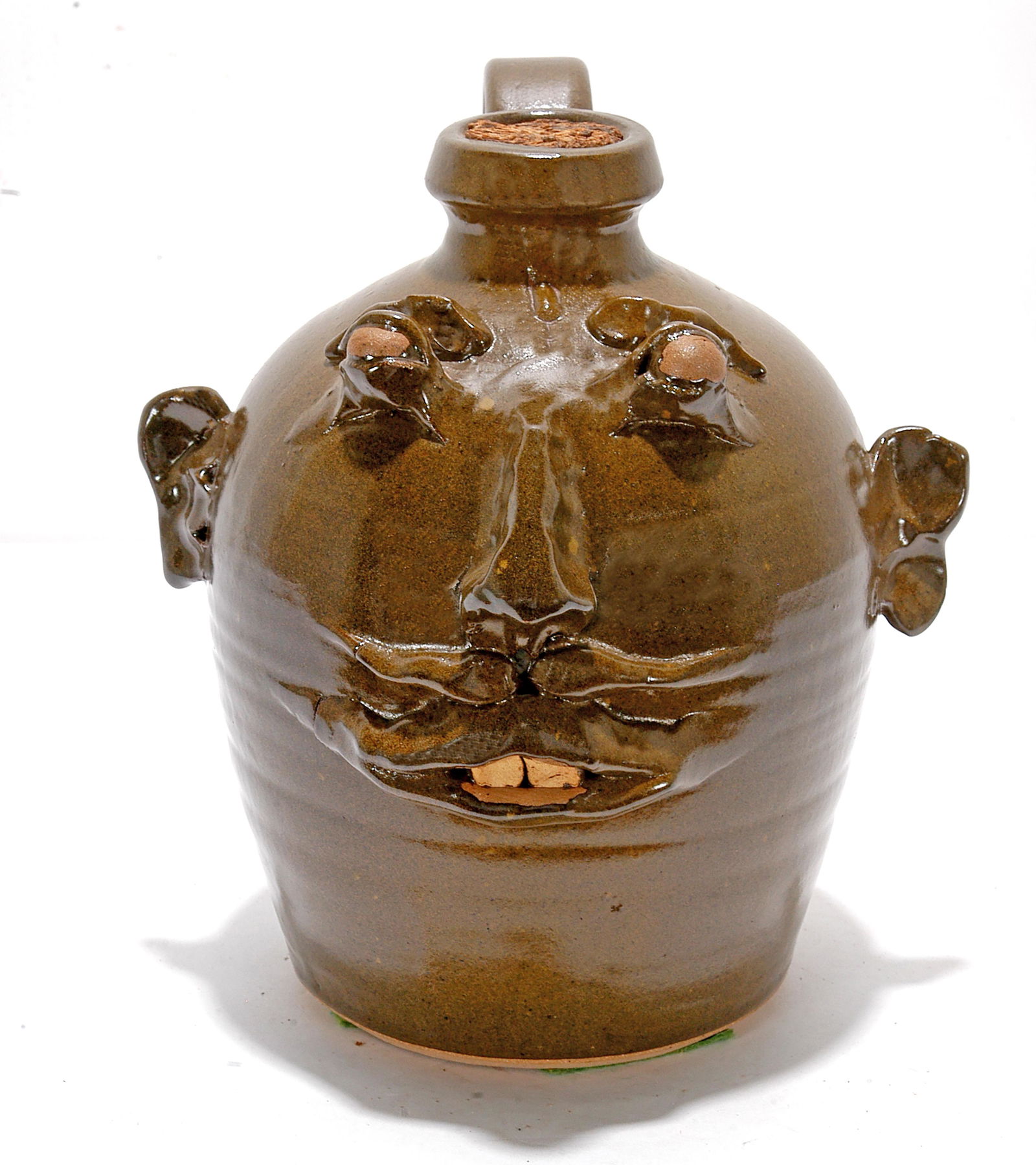 Sam Mannis. Frog Green Face Jug. (1 of 1)