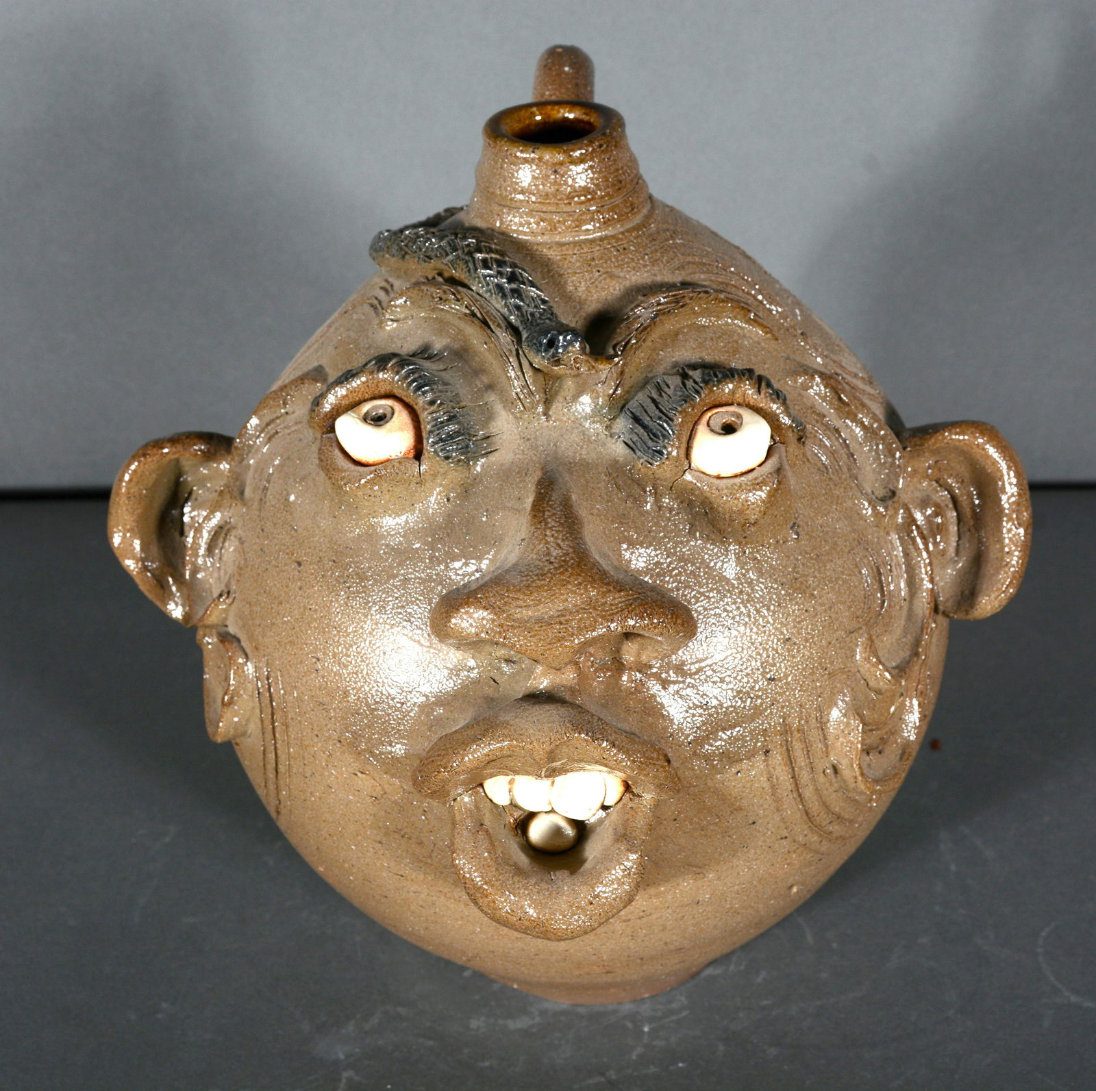 John Brock. Face Jug With Snake. (1 of 4)