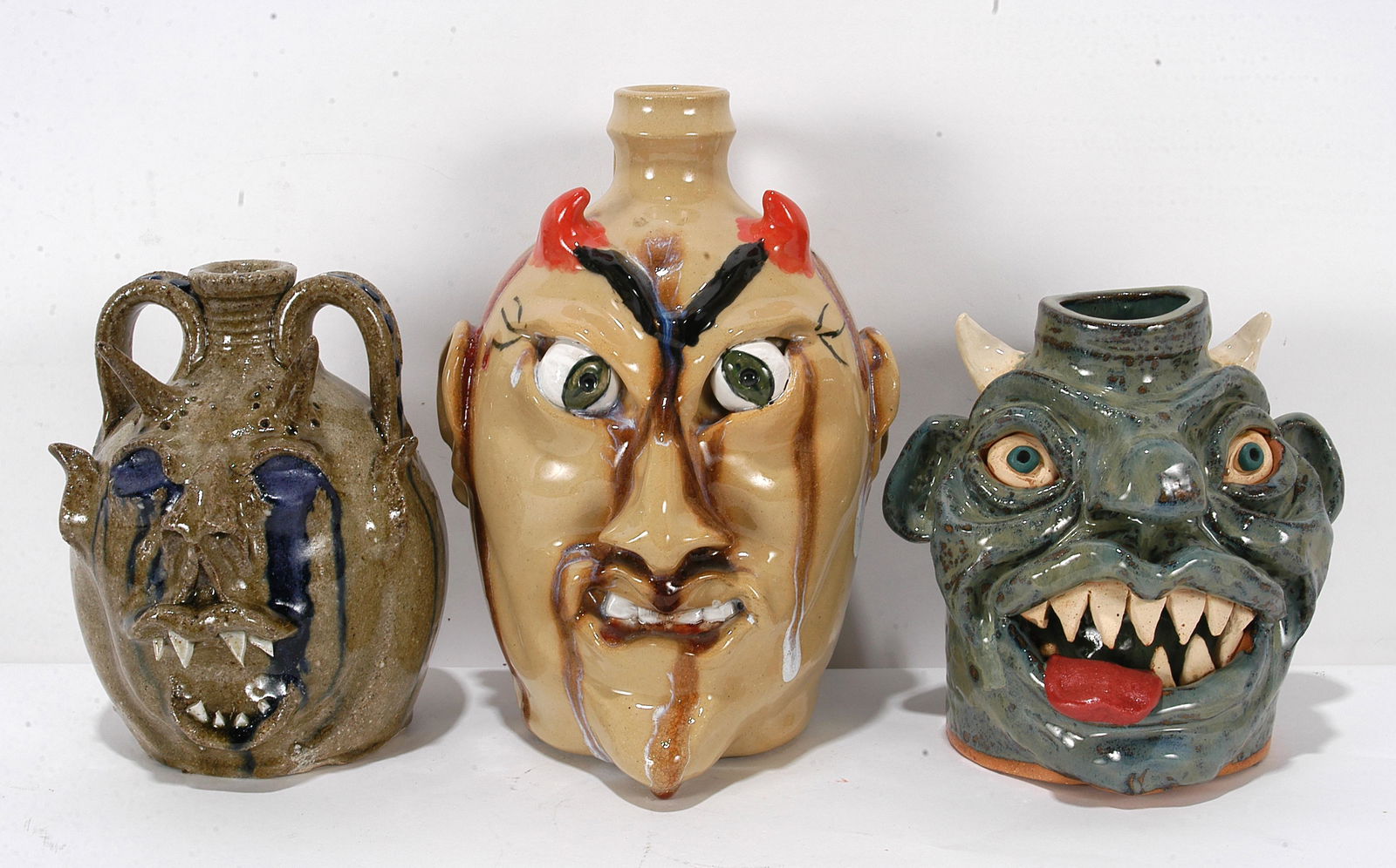 Teague, Ball & Dunning. 3 Devil Face Jugs. (1 of 1)