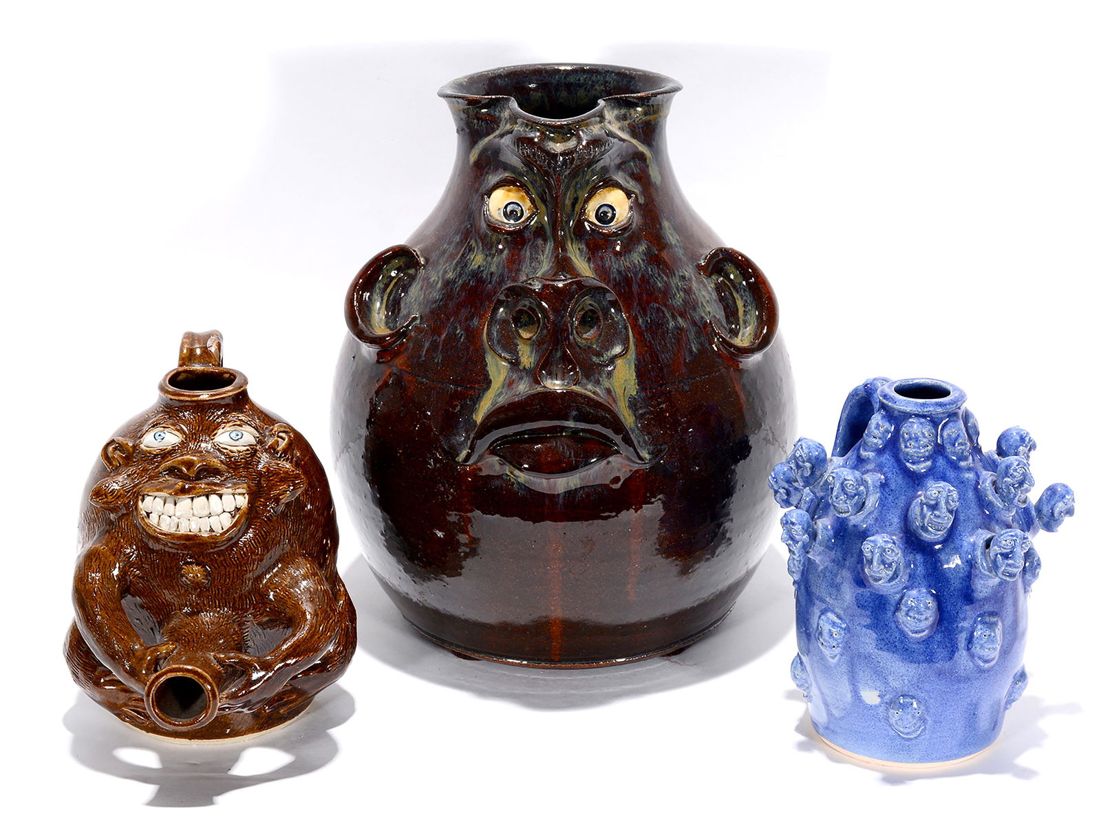 Corn & Lambert. Face Pitcher & 2 Small Jugs. (1 of 2)