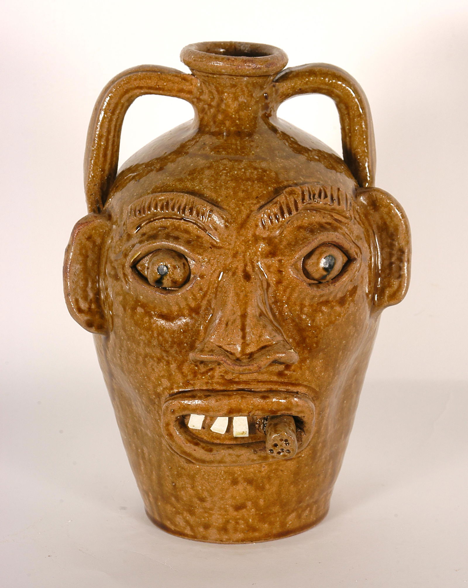 Ben Allman. Face Jug With Cigar. (1 of 1)
