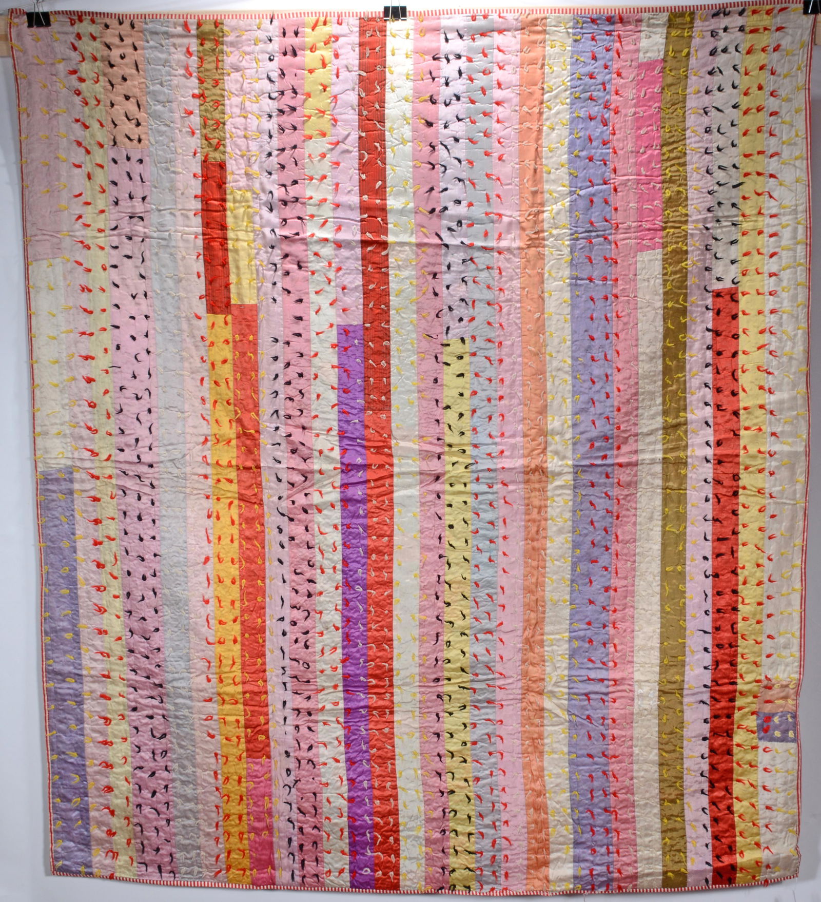 African American. Silk Strip Quilt With Tufts. (1 of 3)