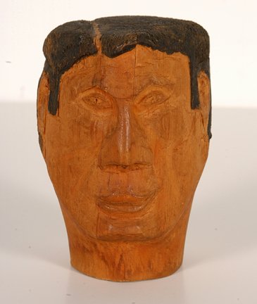 Edgar Tolson. Small Carved Bust of a Man.: Man's Bust.Carved and painted wood. 4"h. Crack in back of head. Est. $200-400. Ship: $20