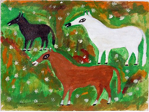 William Dawson. Horses.: Horses.Paint on paper. Signed and dated, 1985. 16" w x 12"h. Unframed. Excellent condition. Provenance: The Lynne Ingram Collection. Est. $400-600. Ship: $25