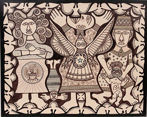 Rex Clawson. Daughters of Women's Lib.: Daughters of Women's Lib.Ink on paper. Signed and dated, 1972. Slight dog-ear on lower right corner, otherwise excellent condition. 20" w x 16"h. Est. $400-600. Ship: $25