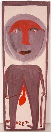 Mose Tolliver. Candyman.: Candyman.Man with string tied to penis. Titled on back. 1985. 4.5" w x 14"h. Probably a self-portrait. Est. 400-600. Ship: $20