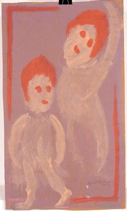 Sybil Gibson. Two Children.: Two Children.Paint on paper. Signed and dated, 1993. 18.5" x 31"h. Est. $300-500. Ship: $45