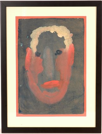 Sybil Gibson. Man w White Hair.: Man with White Hair.Paint on paper. 1993. 10.5" w x 16"h. Frame is 17"w x 22.5"h. Est. $200-400. Ship: $35