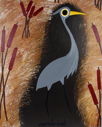 John Cornbread Anderson. Grey Heron.: Grey Heron.Paint on panel. 48"w x 60"h. Excellent condition. Est. $1,000-2,000. Ship: $150