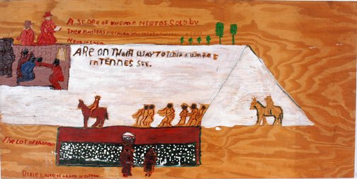 Josephus Farmer. Virginia Negroes Plaque.: Virginia Negroes.Carved and painted wood. 48" x 24". Provenance: ex. Dr. Regenia Perry Collection. Est. $600-800. Ship: $75