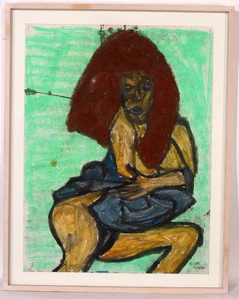 Ike Morgan. Study of a Woman Watercolor.: Study of a Woman.Watercolor, paint on paper. Signed. 22 w x 27" h including nice archival frame. Est. $200-300. Ship: $45"