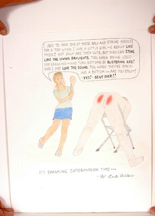 Benton Wilkens. Spanking Intermission Time.: Spanking, Intermission Time.Ink and colored pencil on paper. 13.5 w x 17" h. Excellent condition. Est. $200-400. Ship: $20"