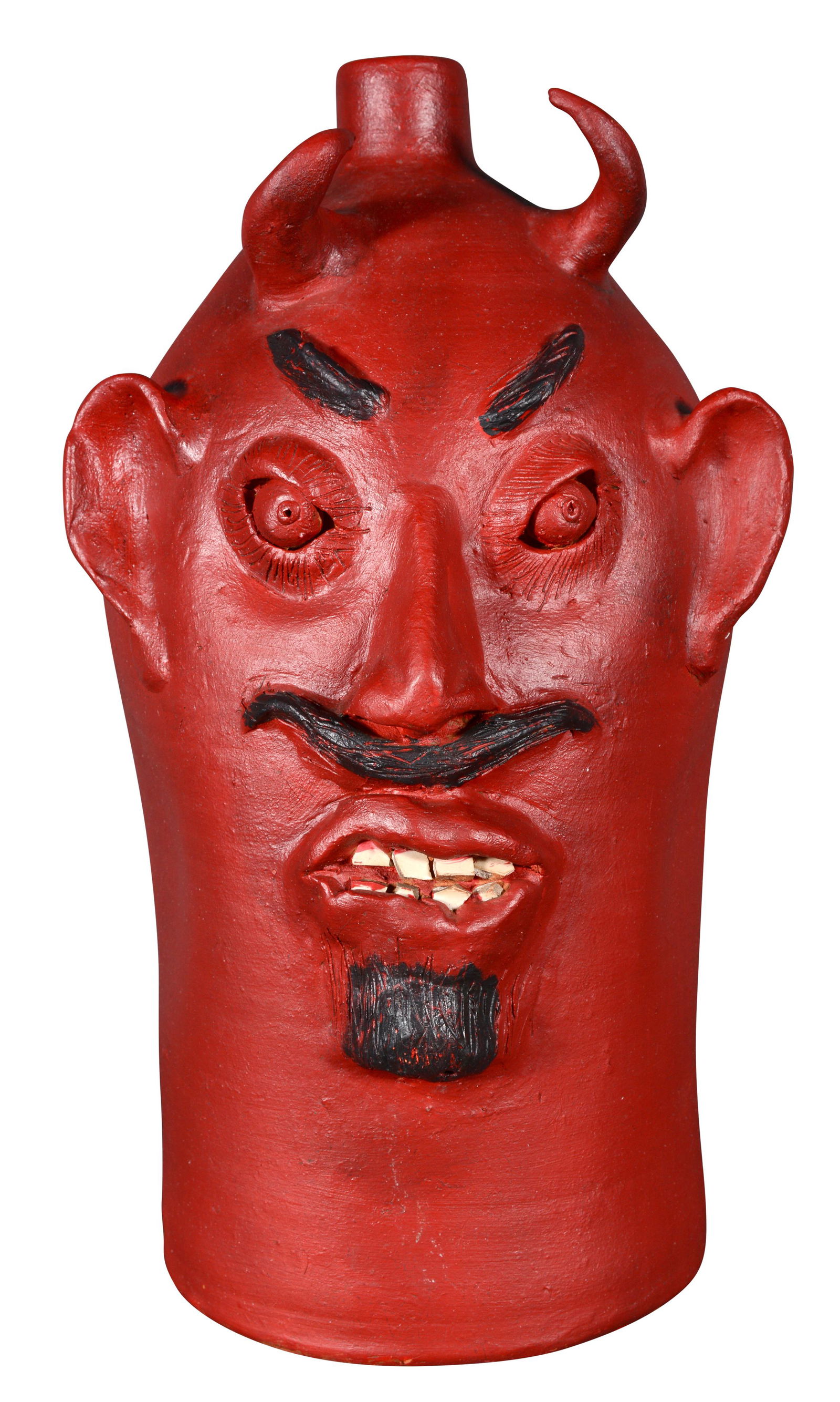 Louis D. Brown. Red Devil Face Jug. (1 of 7)