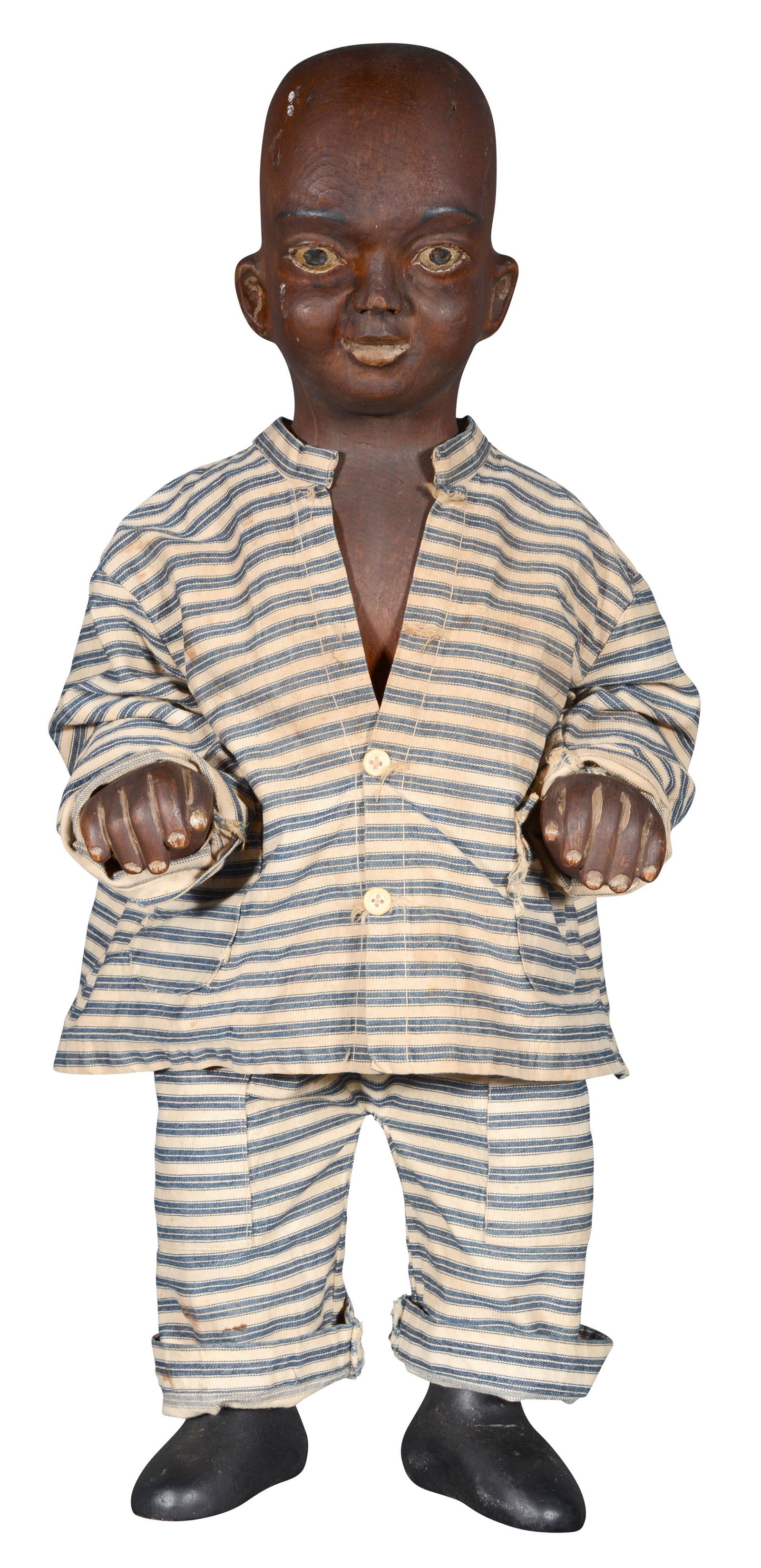 Sympathetic Black Doll In Early Mattress Clothes. (1 of 20)