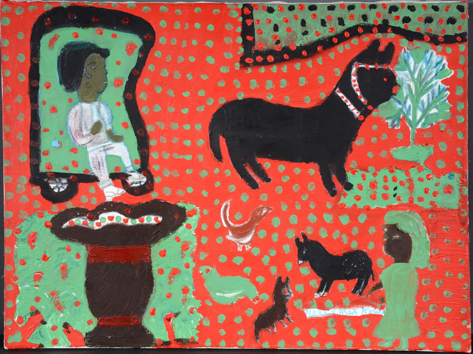 Nellie Mae Rowe. Yard With Dogs & Cats. (1 of 5)