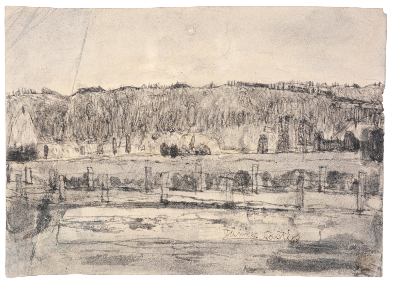 James Castle. Fence In Front of Hill. (1 of 6)