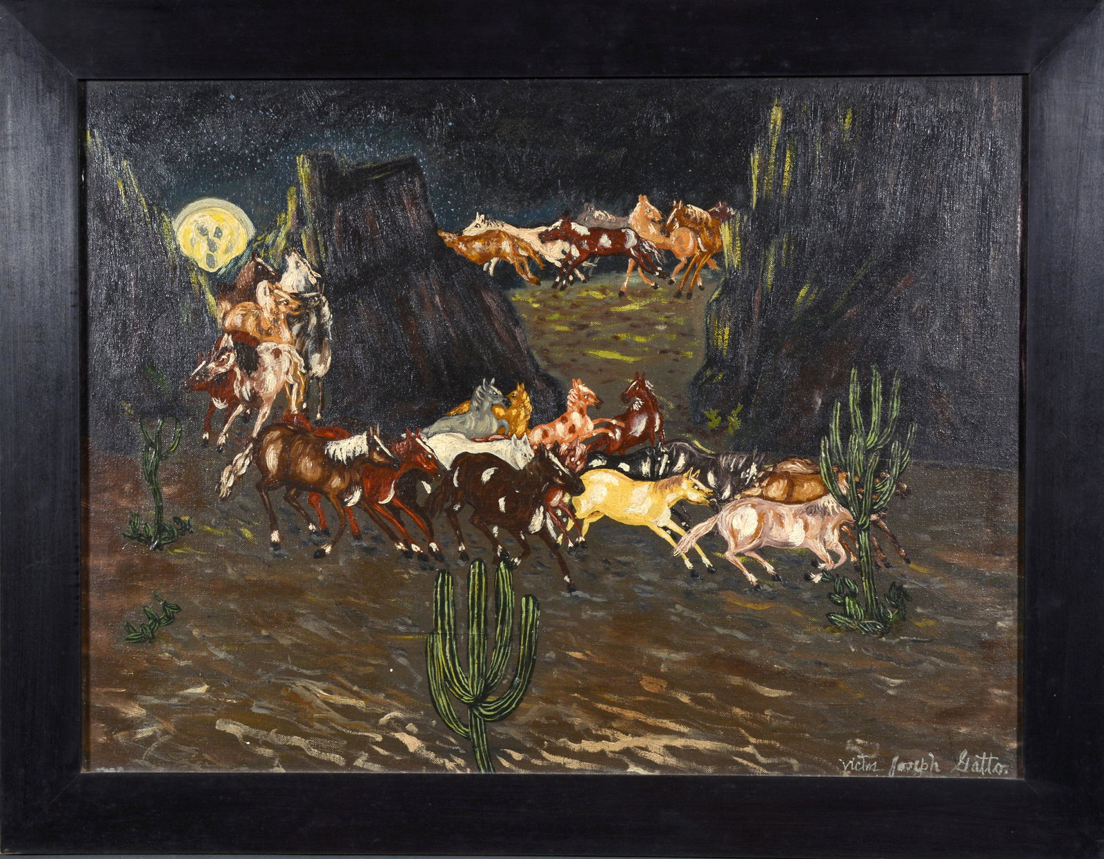 Victor Joseph Gatto. Horses In Moonlit Canyon. (1 of 6)