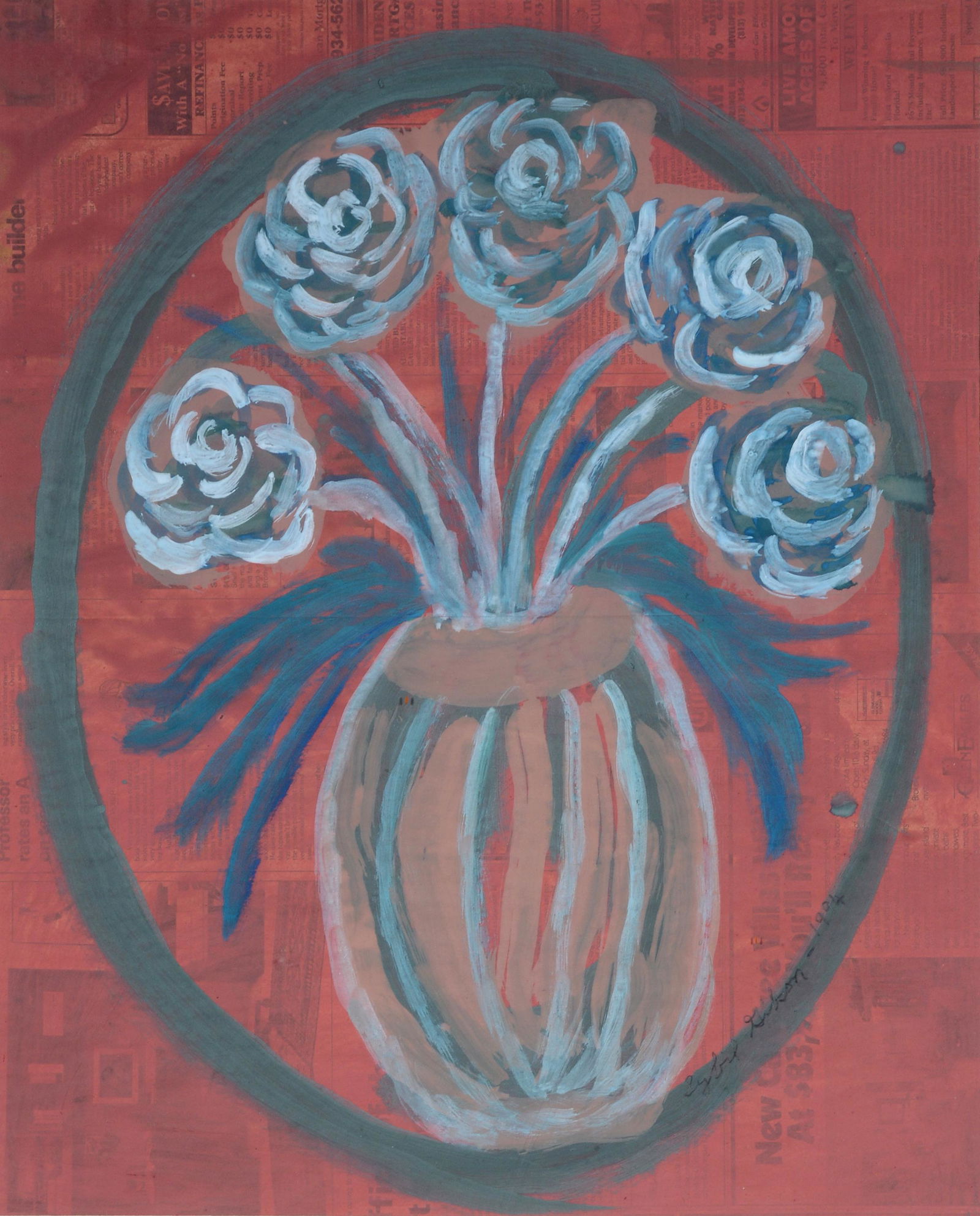 Sybil Gibson. Floral In Oval. (1 of 4)