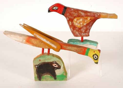 William Dawson Birds.: Carved and painted wood. Signed and dated, 1983 and 1984. Excellent condition. Largest is 12" x 3" x 6.5". Provenance: Dr. Regenia Perry. Est. $200-400. Ship: $35