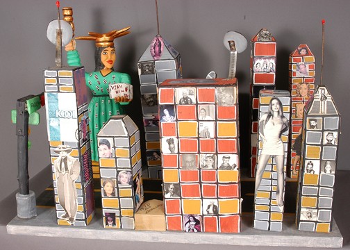 Nicholas Herrera With Love New York.: Carved and painted wood & fabric. 22" x 28" x 16.25". Signed and dated, 1998. Excellent condition. Provenance: Chuck and Jan Rosenak. Est. $1,000-1,500. Ship: $200