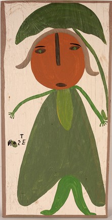 Mose Tolliver Man w Green Umbrella.: Paint on board. Signed. Excellent condition. 16" x 32". Est. $500-800. Ship: $65