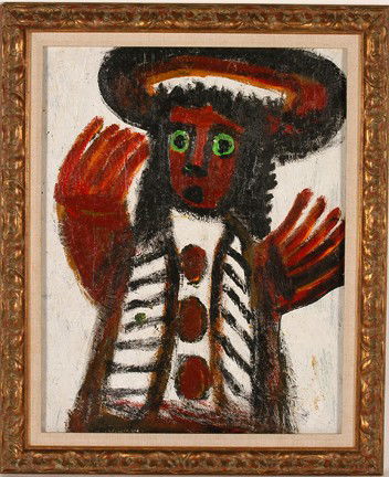 Eddy Mumma Man With Sombrero.: Acrylic on masonite. Image is 24" x 30". 27" x 34" including frame. Excellent condition. Est. $1,000-1,500 Ship: $55