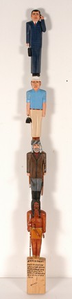 Preston Geter America Evolves Totem.: Carved and painted wood. Excellent condition. 51" x 4" x 2". Est. $300-500. Ship: $40