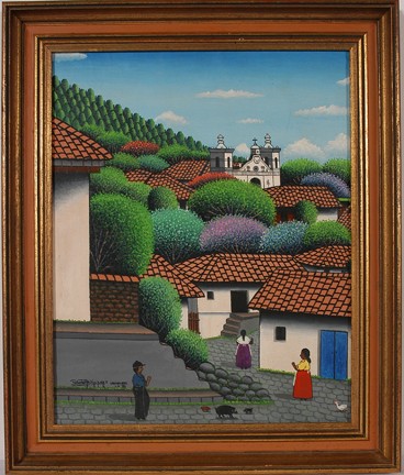 Roberto Velasquez Walk With Pigs.: Oil on canvas. Signed and dated, 1978 16" x 19" with frame. Excellent condition. Est. $800-1,200. Ship: $35