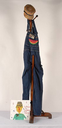 Howard Campbell Coat Tree, Overalls, Hat, Painting