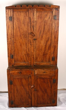 Anonymous Furniture Curly-Maple Cabinet Hutch.