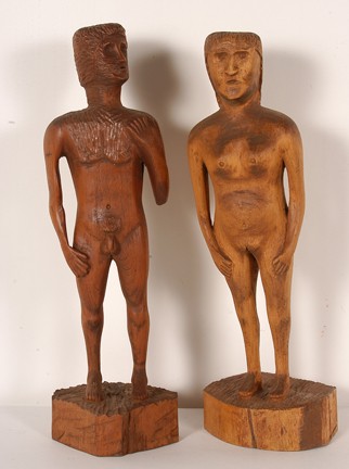 Adam & Eve Carved Figures.