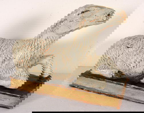 Lamb On Book Sculpture.: Carved and painted wood. Some wear on paint. Otherwise excellent condition. 16" x 4" x 9". Est. $100-200. Ship: $30