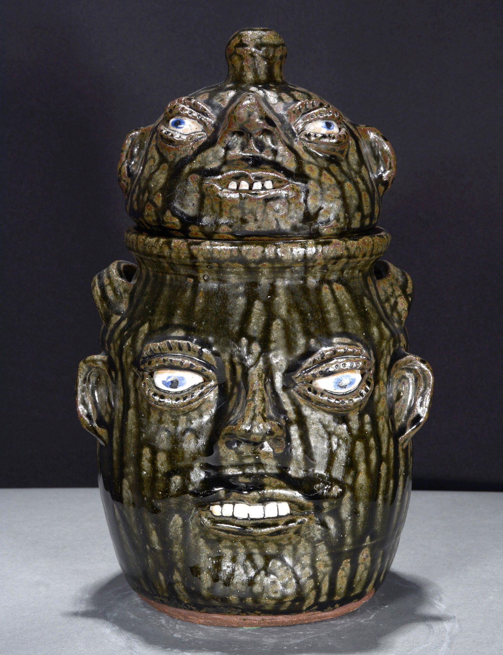 Cleater & Billie Meaders. Dbl Face Stack Cookie Jar. (1 of 6)