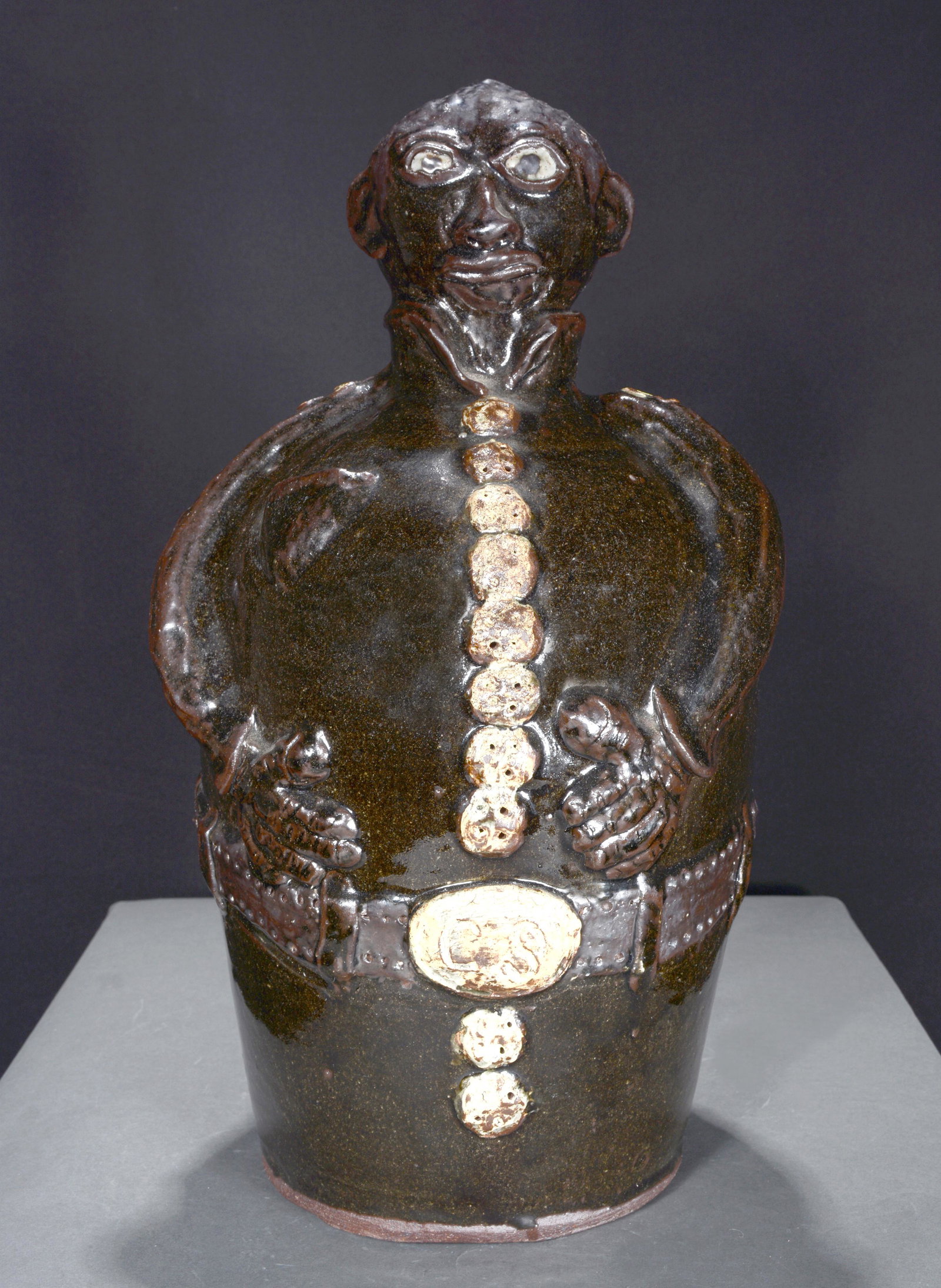 Chester Hewell. Confederate Soldier Jug.: Chester Hewell. Confederate Soldier Figurine Jug. 1991. Signed and dated. Mint condition. 18.5"h. Est. $200-400. Ship: $100