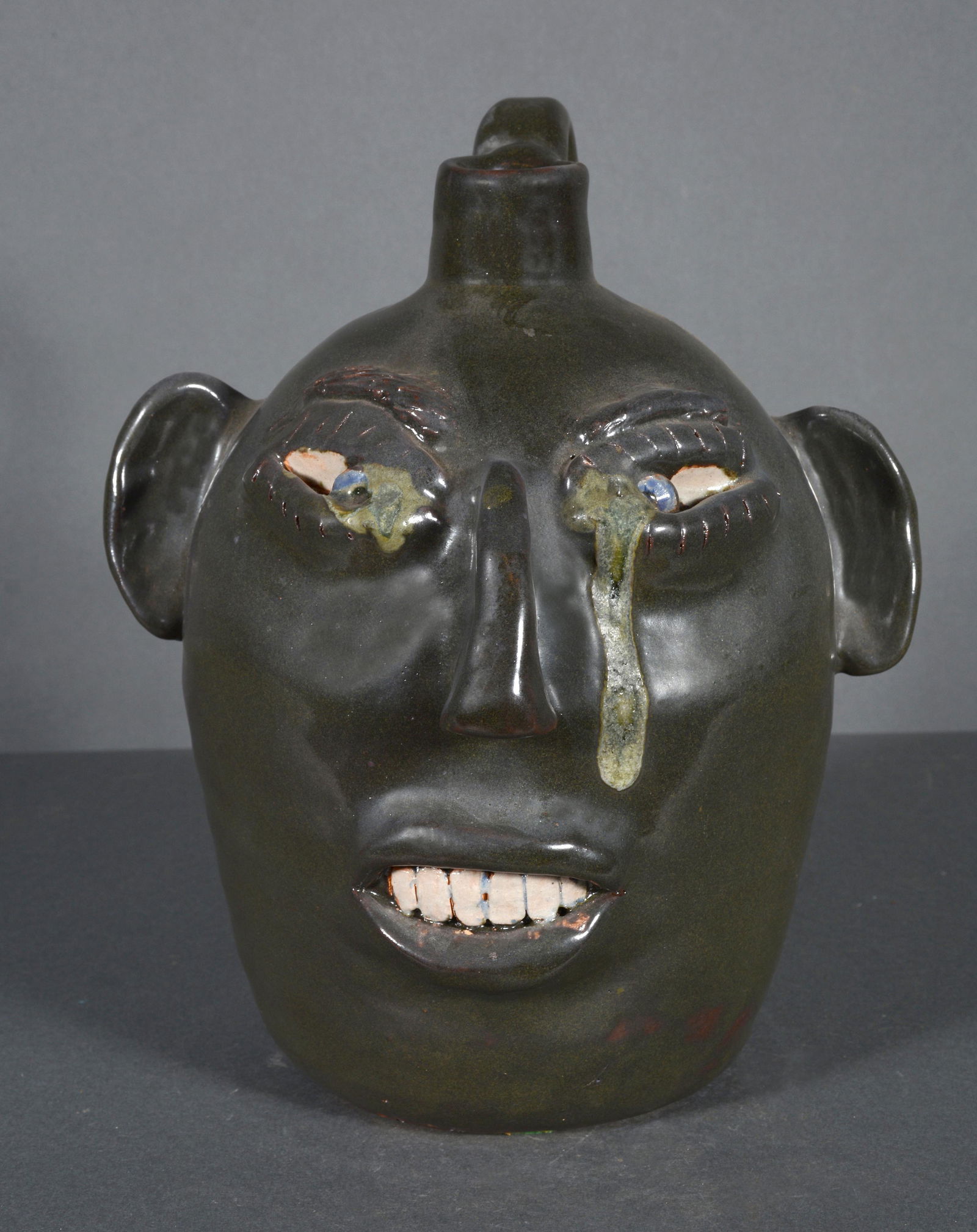 Jerry Brown. Crying Eye Face Jug. (1 of 3)