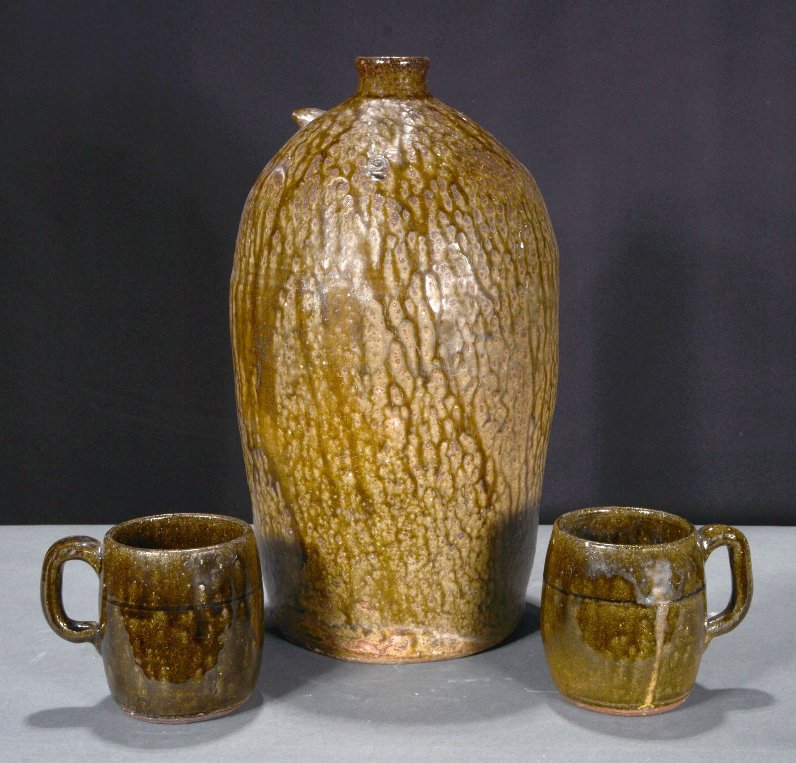 Lanier Meaders & White Co. Potter. Cups & Whiskey Jug. (1 of 2)