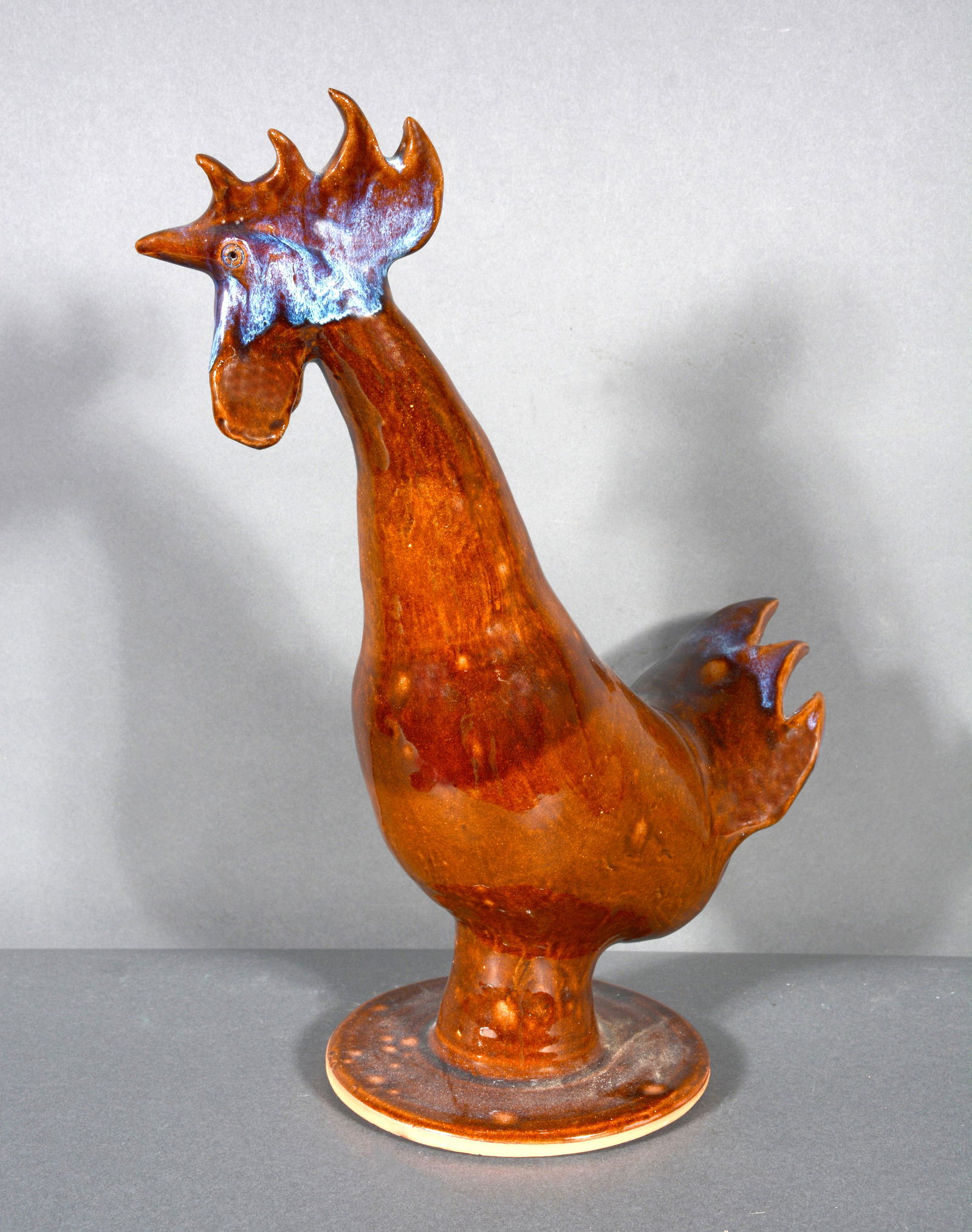 Charlie Brown. Brown Rooster With Blue Head. (1 of 3)