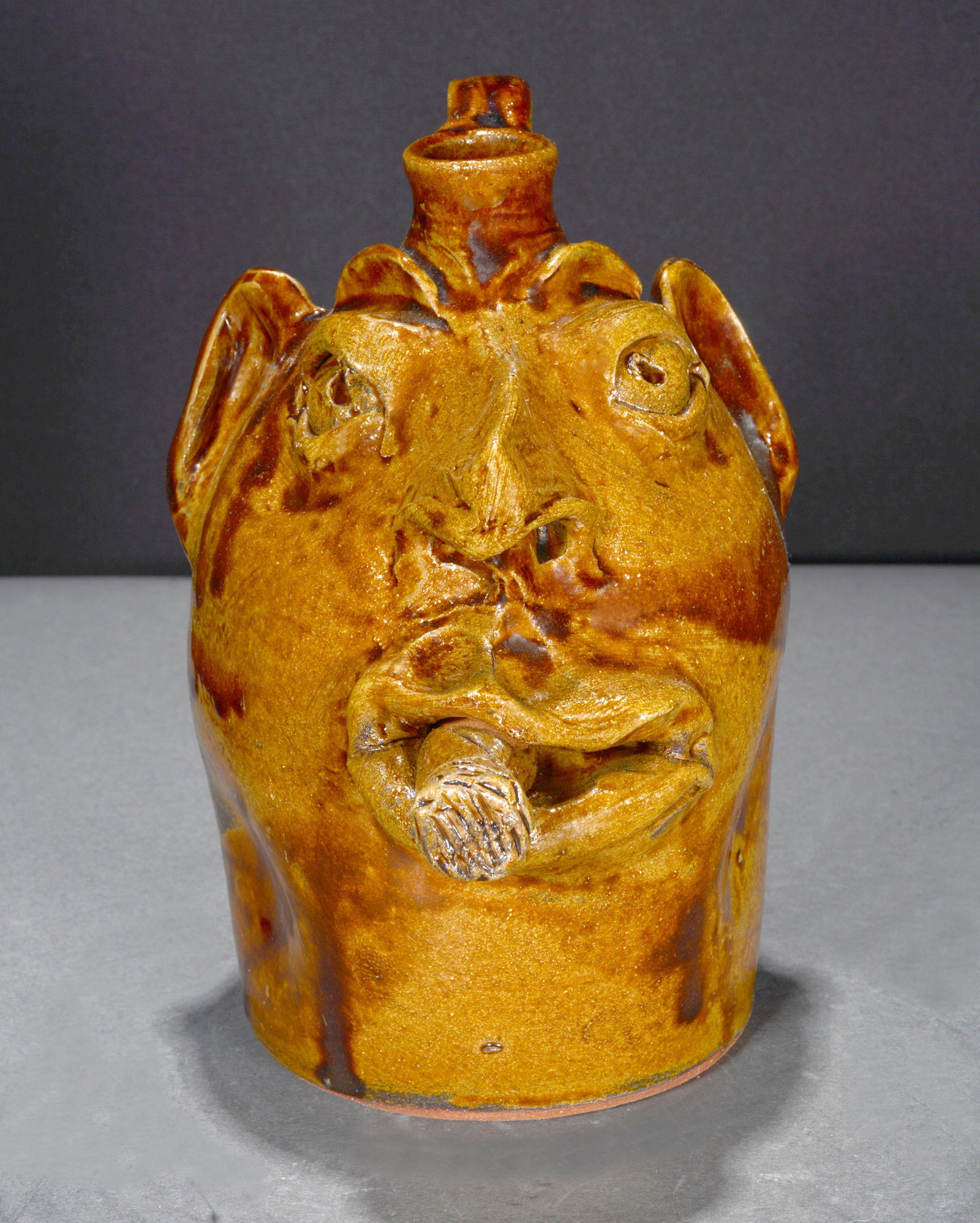 Robert Brown. Face Jug With Cigar. (1 of 4)