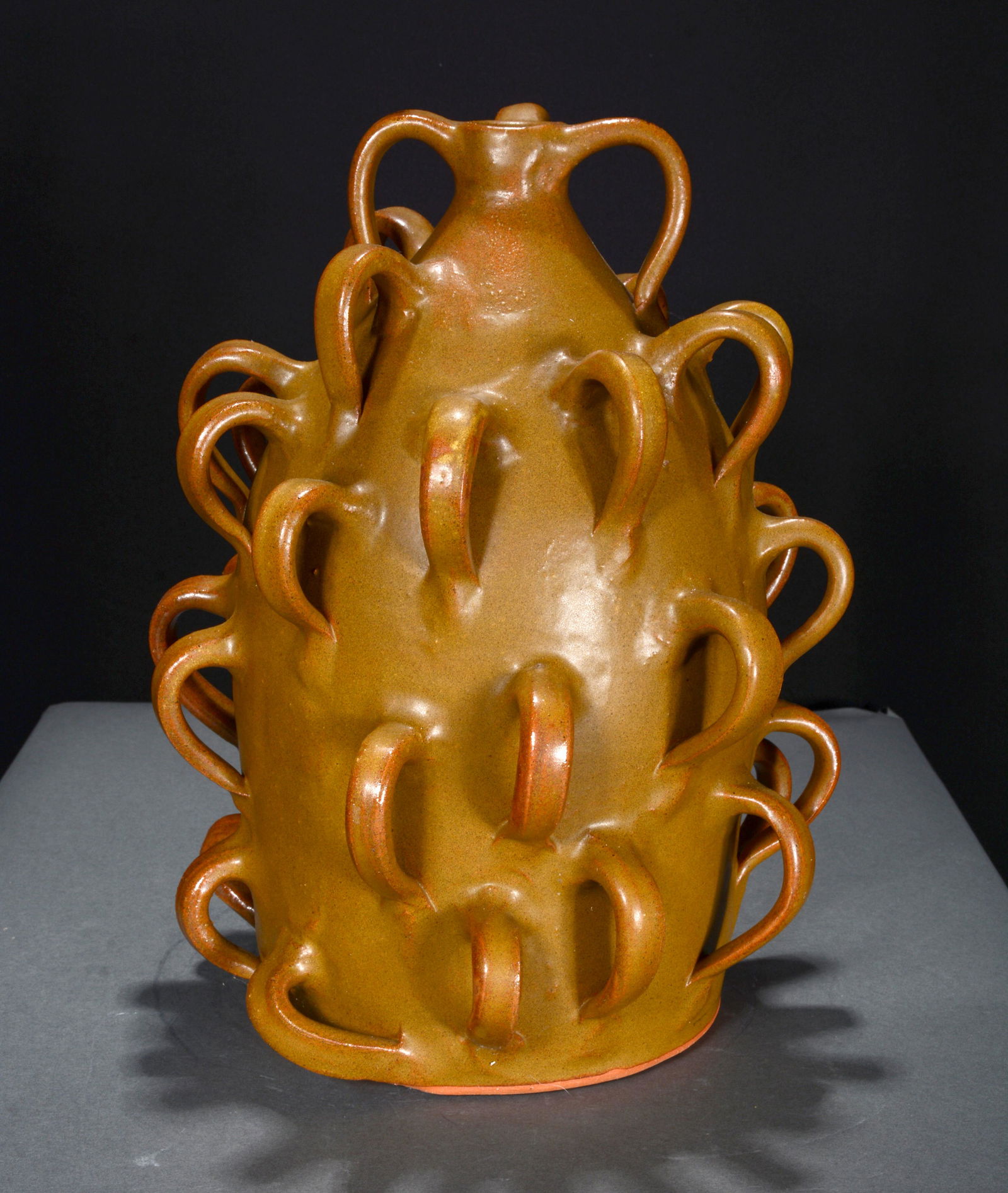 Brown Pottery. Drunk Jug. (1 of 3)