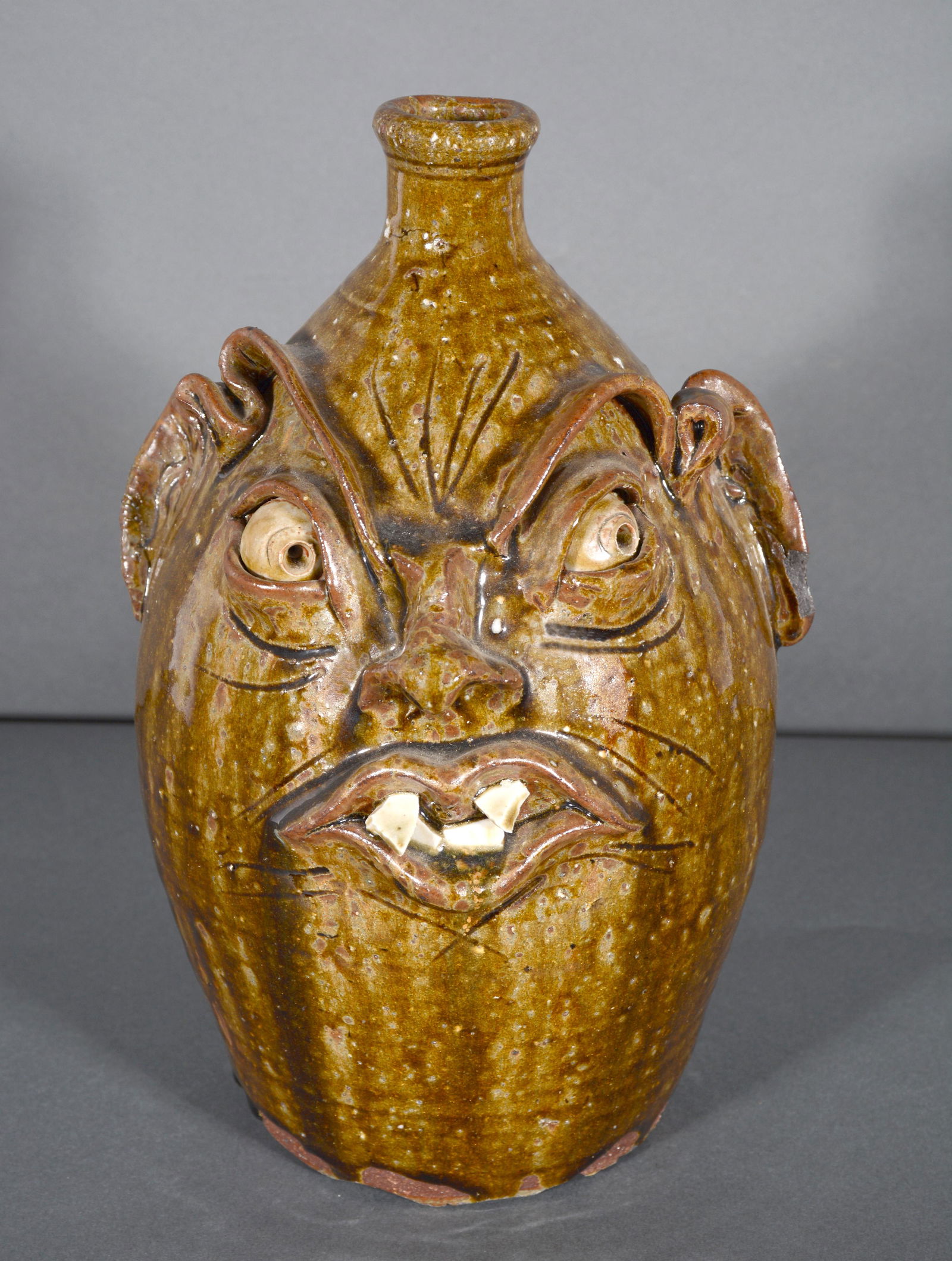 Kim Ellington. Two-Tone Two-Gallon Face Jug. (1 of 4)