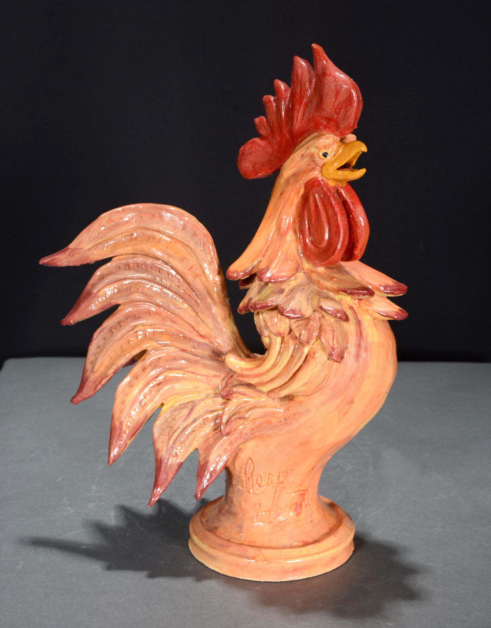 Rex Hogan. Yellow, Orange & Red Crowing Rooster. (1 of 3)